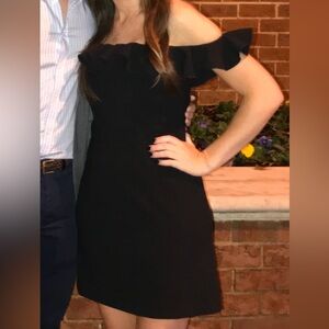 French Connection Black Ruffle Mini Dress